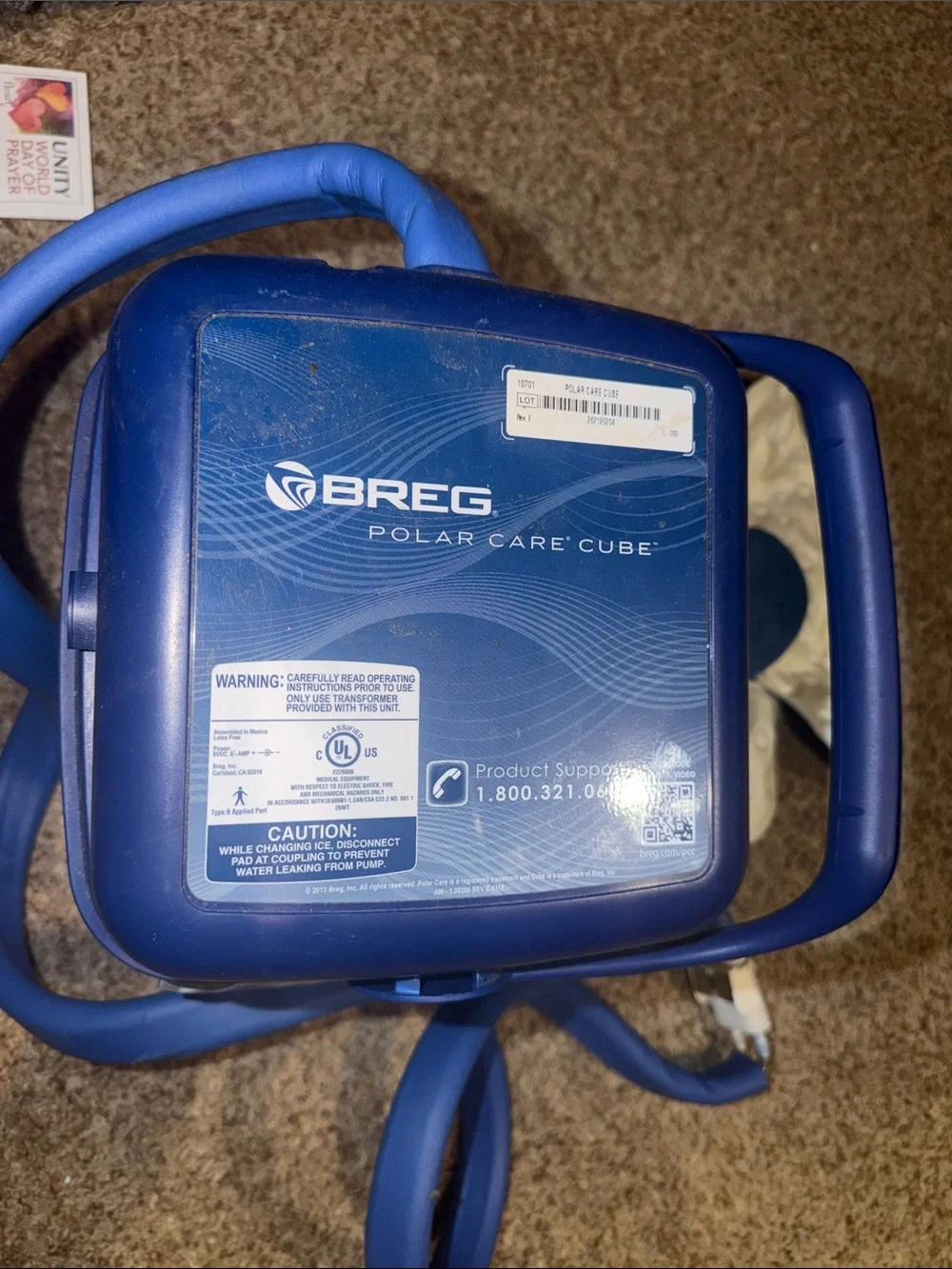 BREG POLAR CARE CUBE ice therapy cooling system w/Power Cord & Shoulder Wrap